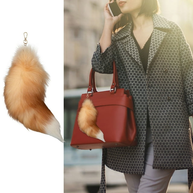 Pendentif Porte-Clés Queue 3D Mignon pour Femmes - Porte-Clés Queue d'Animal à la Mode avec Pompons - Accessoire de Porte-Clés Stylé pour Sac à Main et