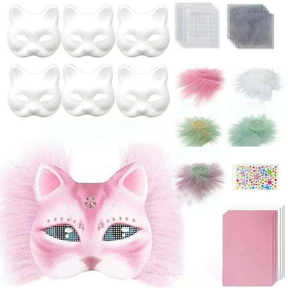Shengyu AssortedColor Unique Cat Mask For Cosplay And Masquerade Parties Blank Mask Is Made Of Paper Party