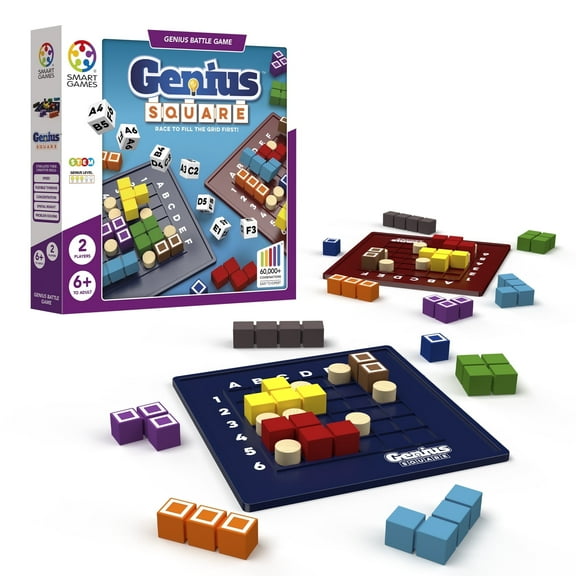 The Genius Square – Game of the Year Award Winner! 60000  Solutions In a Fast and Fun, 2-Player, Roll the Dice and Race to Solve the Puzzle Game.