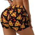 thumbnail image 2 of Kdxio Cartoon Pizza Print Workout Shorts for Women Seamless Soft Smooth Gym Yoga Scrunch Active Shorts, 2 of 9