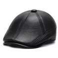 thumbnail image 2 of Versión coreana de moda del sombrero de hombre de invierno de combinación completa de cuero de imitación de ocio engrosado para mediana edad y ancianos gorra de protección cálida para los, 2 of 6