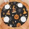 thumbnail image 2 of Happy Halloween Round Table Cloth with Elastic Edge Wrinkle Resistant Washable Horror Pumpkin Ghost Tablecolths Table Cover for Party Picnic Dinner Decor (44in), 2 of 7