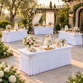 8ft White Spandex Table Cover For 96 Inch Rectangle Tables 4 Pack ...