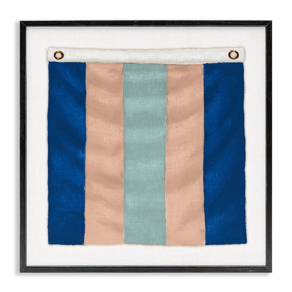 Stupell Industries Coastal Striped Nautical Flag Black Framed Giclee Art, 12 x 12, by James Wiens