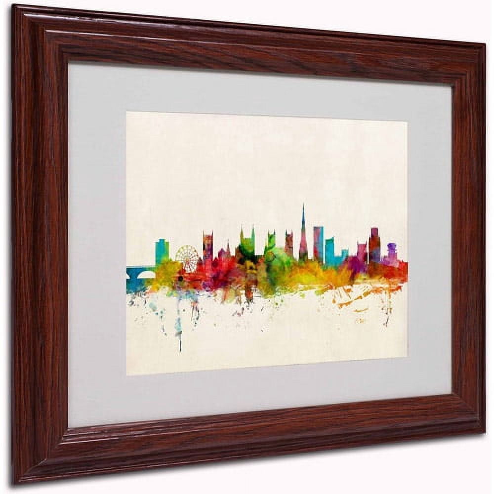 Trademark Fine Art "Bristol England Skyline III" Canvas Art by Michael Tompsett, Wood Frame