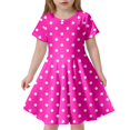 thumbnail image 1 of Robes de Printemps pour Filles Enfant Filles Été Imprimé à Pois Ajusté Doux Respirant à Manches Courtes Robe Décontractée Robe pour Enfants Rose Vif 10 Ans-13 Ans, 1 of 4