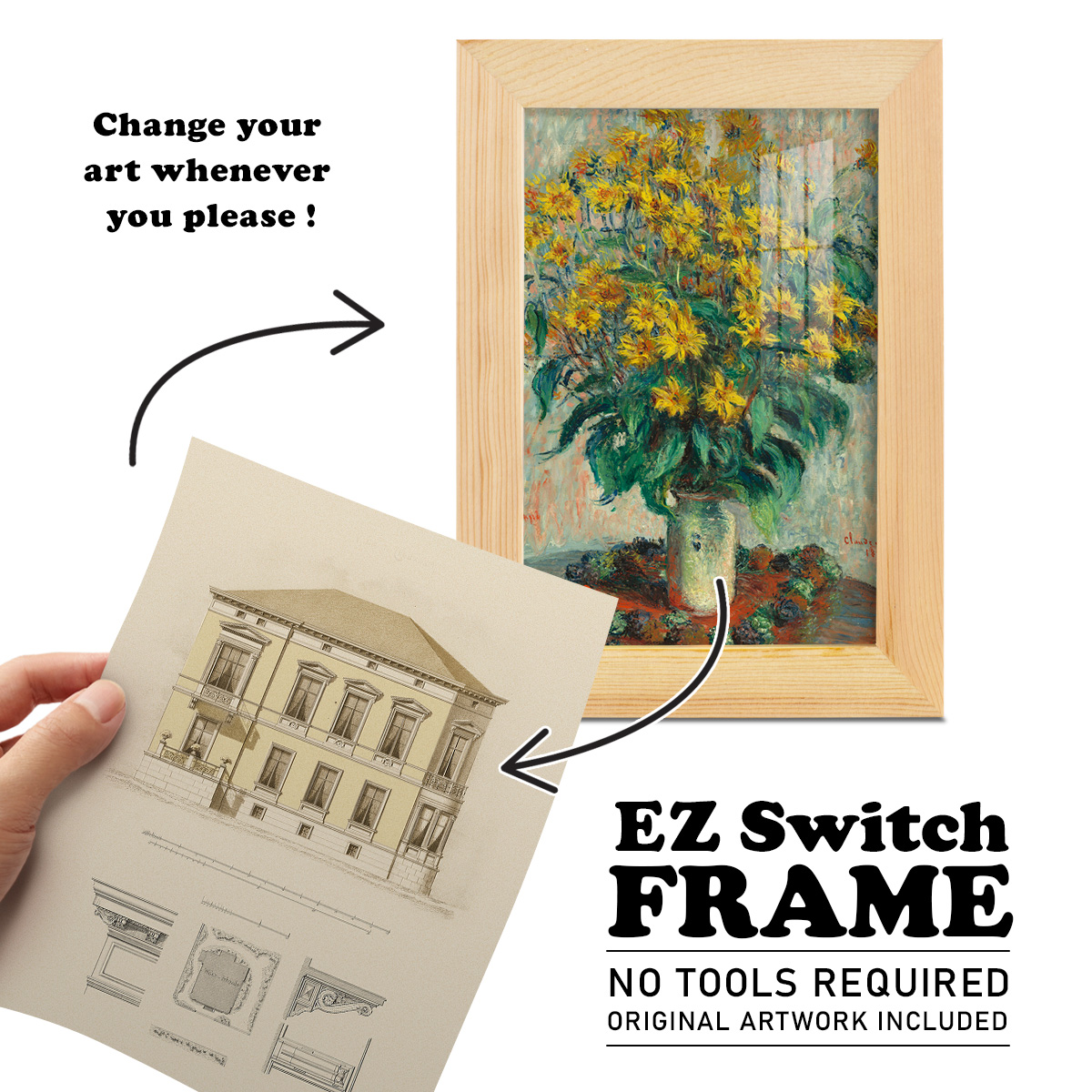 Estate and Plan VI -Framed Print w/glass-Natural Wood