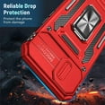 thumbnail image 4 of Funda para iPhone 14 Plus con tapa para cámara y soporte, anillo giratorio de 360°, magnética, color rojo, 4 of 8