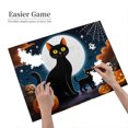 thumbnail image 3 of Halloween Black Cats Pumpkins Spooky Ghosts Full Moon 1000 Piece Wooden Jigsaw Puzzle for Adults Home Decor Wall Art 29.5x19.7 Inch Challenging Fun Activity, 3 of 6