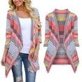 thumbnail image 2 of Baberdicy Cardigan Sweater Women's Casual Striped Stitching Seven Part Sleeve Cardigan Jacket Top Women's Cardigans Red, 2 of 6