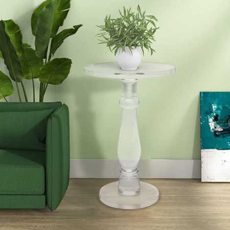 MONIPA Coffee Table Acrylic End Table Acrylic Side Table Modern Night Stand Couch with Clear Small Round Top for Living Room and Bedroom