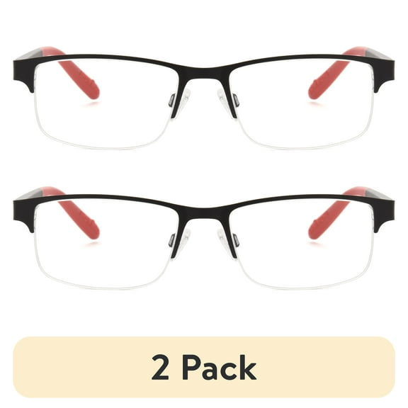 (2 pack) Ironman Rectangle Gunmetal Reading Glasses 2.00