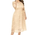 thumbnail image 5 of Women Lace Plus Size Midi Cocktail Dress for Evening Prom Classy Elegant Mock Neck 3/4 Sleeve Flowy a Line Gown Dress, 5 of 6