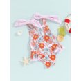 thumbnail image 2 of Bagilaanoe Toddler Baby Girl One-Piece Swimsuit Floral Print Sleeveless Rompers Swimwear 18M 24M 3T 4T 5T 6T Kids Ruffle Bathing Suit, 2 of 8