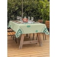 thumbnail image 3 of Outdoor Tablecloth with Umbrella Hole for Patio/Picnic/Party/Camping, Green Floral Waterproof Table Cloth Rectangle Table Cover Washable, round Floral Ethnic Abstract Patterned (60"x 120"), 3 of 8