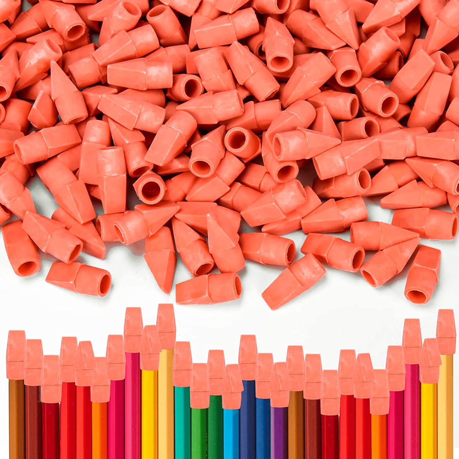 120 Pack Orange Cap Erasers for Pencils Pulk Pencil Top Erasers Pencil Cap Erasers Toppers for