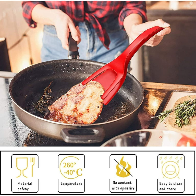 Silicone 3-In-1 Steak Spatula Tongs For Frying, Serving And Cooking, Non- Stick Pan, High-Temperature Resistant, Multifunctional Kitchen Tool 1pc