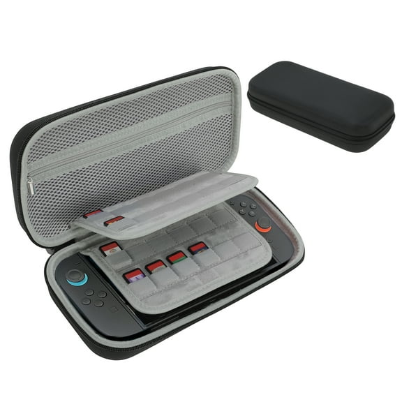 Estuche Único Bargains para Switch 2 Estuche Versátil con 24 Ranuras para Tarjetas de Juego para Nintendo para Switch Oled Estuche de Transporte para Consola Switch Negro Gris