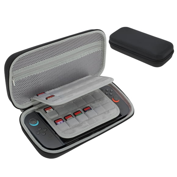 Unique Bargains Case for Switch 2 Versatile Case with 24 Game Card Slots for Nintendo for Switch Oled Carrying Case Travel Case for Switch Console Black Gray