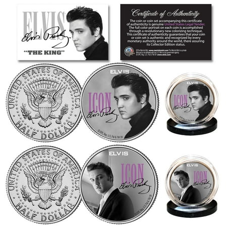 ELVIS PRESLEY Icon Collection Official JFK Kennedy U.S. Half Dollar 2-Coin