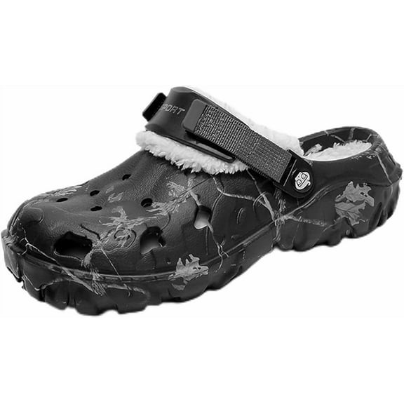 MGEZCOO Mens Garden Clogs House Slippers Fur Lined Winter Breathable Walking Garden Shoes Warm Non-Slip Mule Footwear