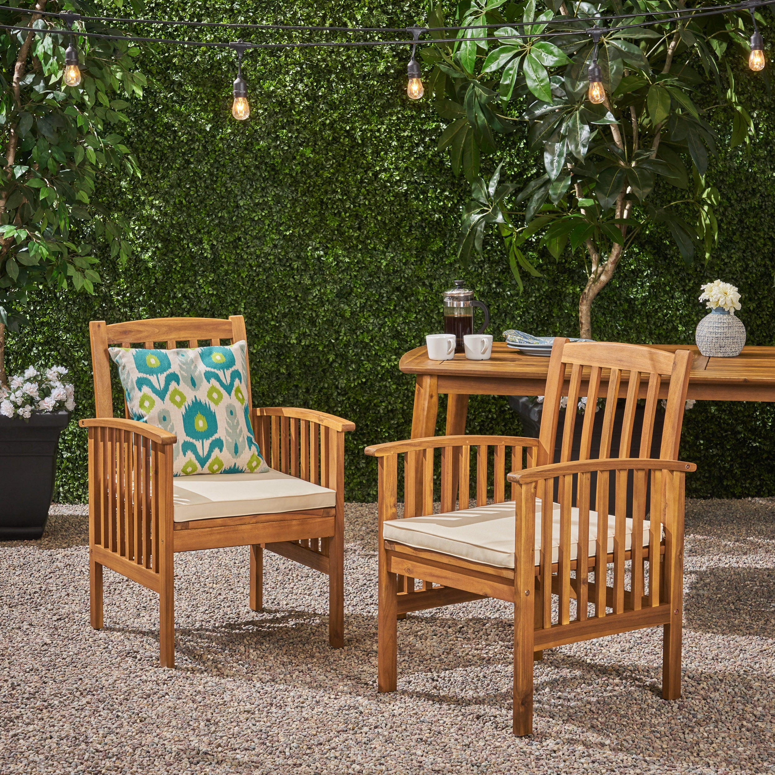 Euroco CASA ACACIA DINING CHAIR,2PCS with 2 Cushions