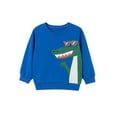 thumbnail image 4 of HILEELANG Toddler Boys（2-7Y) Blue Glass Dino Sweatshirt and Pants Set, 2 Piece Long Sleeve Outfit for Kids, Cotton Fall Winter Clothes 3T, 4 of 8