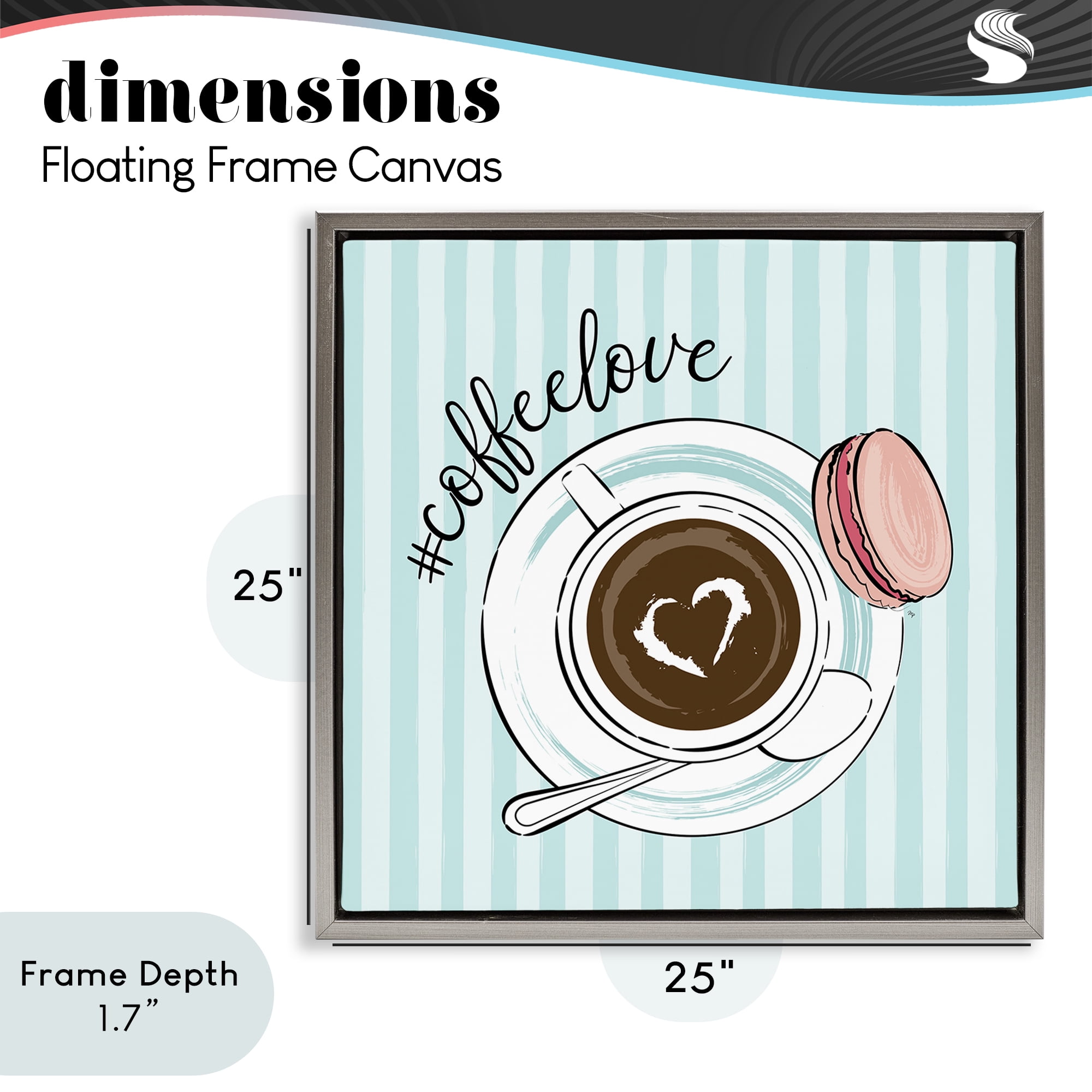 Stupell Industries Coffee Love Hashtag Gray Framed Floater Canvas Wall Art, design by Martina Pavlova