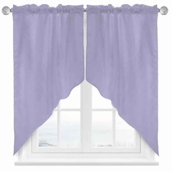 Solid Color Swag Valances for Windows 2 Pack Medium Purple Swag Kitchen Curtains 63 Inches Long Rod Pocket Short Window Treatment for Kitchen Bathroom 36"x63"