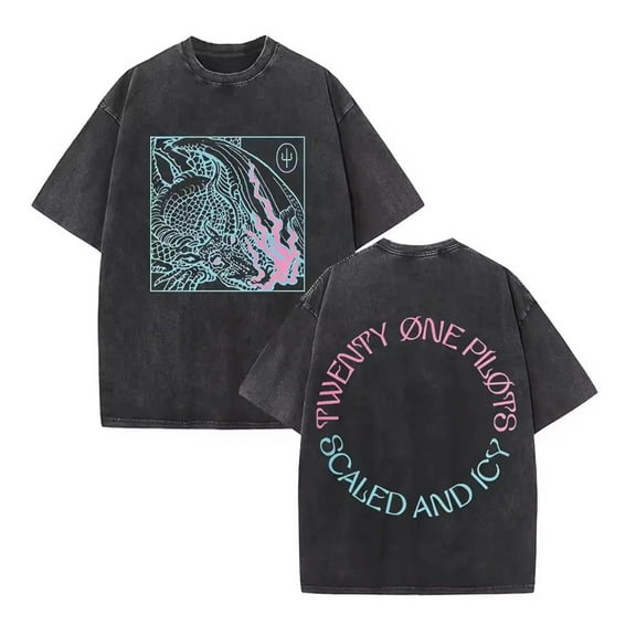 FGRSGHACVN Twenty One Pilots Graphic T-shirts Vintage Washed Worn Style Pullover Hip Hop T-shirts