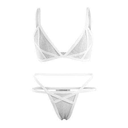 Yuhangmm Underwire Mesh Underwear Sleepwear Sexy Solid Set Lingerie Women Corset Sheer Bras for Women Sexy Front Closure