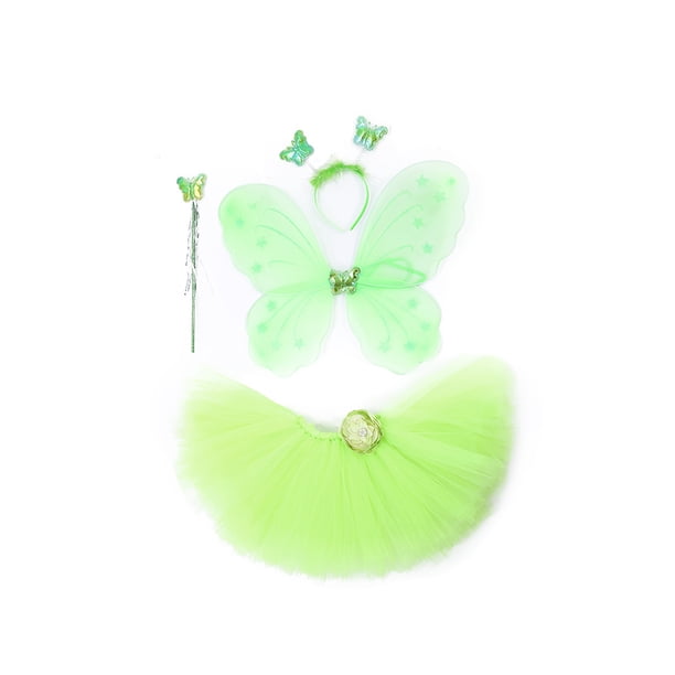 Txlixc Accesorios de Disfraces para niñas pequeñas, Ropa de Cosplay de Elfo del Bosque de Dibujos Animados Falda de Burbuja de Flores de Malla + Alas + Varita Mágica + Tocados Txlixc Moda
