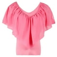 thumbnail image 5 of Oalirro Women's Tops, Tees & Blouses Women Blouses and Tops Fashion Fashion Women's Summer V-Neck Short Sleeve Solid Casual T-shirt Blouse Pink, 5 of 8