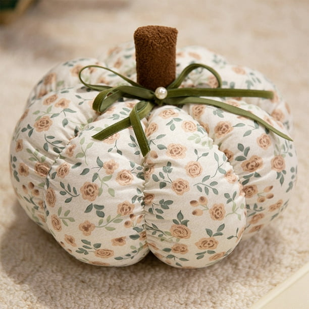 Cojín Decorativo de Halloween con Estampado Floral, Forma de Calabaza, Peluche, Verde, 12 Cm | Lhy250717005Gn
