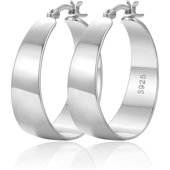 10mm Wide 925 Sterling Silver Hoops Earrings for Women, 14K Real Gold Plated Hoop Earrings for Women Hypoallergenic Lightweight Oversize Big Gold Hoop Earrings Jewelry Gifts 30/40/50/60MM[j249]