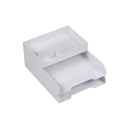 New JAM Paper Organizer Set Stackable Front Loading Letter Tray Letter Size White