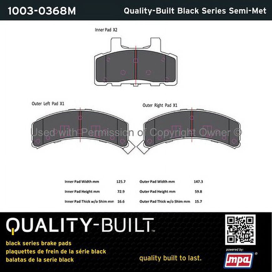 Mpa Electrical 1003-0368M Quality Built Black Series Semi Metallic Brake