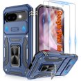 thumbnail image 1 of KOMI for Google Pixel 9A Case with [2 Pack] HD Screen Protector + Slide Camera Cover, 360° Rotation Ring Kickstand [Military Grade] Shockproof Protective Phone Cover for Pixel 9A Navy Blue, 1 of 5