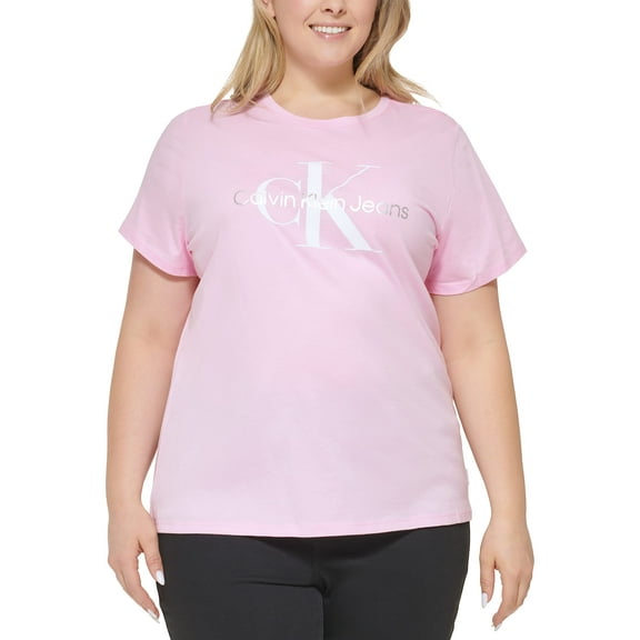 MSRP $50 Calvin Klein Womens Trendy Plus Size Foil Logo T-Shirt Green Size 2X