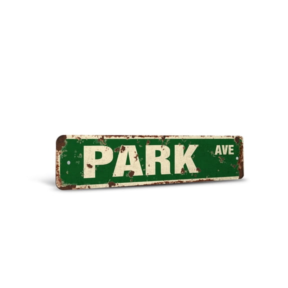 PARK AVE Vintage Style Rustic Street Sign – New York NY Central Park Retro Decorative Wall Sign for Home, Bar, Garage, or Outdoor Use | 4" X 18" Plastic Road Sign