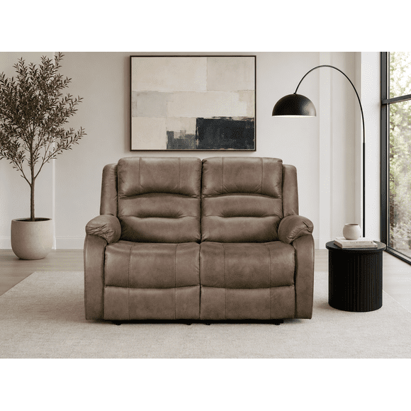 K-Living Larissa Recliner Loveseat in Caramel Brown Palomino Fabric
