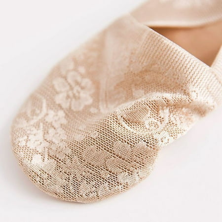 

Mishuowoti Women Summer Cotton Lace Antiskid Invisible Liner Low Cut Socks BG