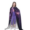 thumbnail image 4 of Honeii Purple Moon Cat Print Poncho Cape, Cloak Coat, Snuggly Hooded Wearable Blanket, Hooded Cape For Teenagers,Halloween Costumes-Small, 4 of 7