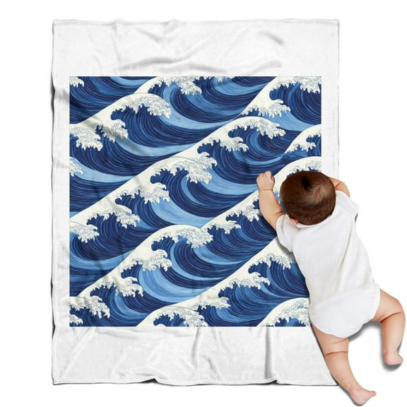Waves Pattern Blanket,Comfortable Soft Flannel Throw Blanket,All Season,Warm Lightweight Blankets for Sofa Bed Couch Living Room Chair,30"x40"(80x100cm)