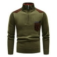 thumbnail image 2 of DPTALR Men's And Winter Half Zip Pocket Leisure Time Solid Color Splicing Sweater Coat, 2 of 6