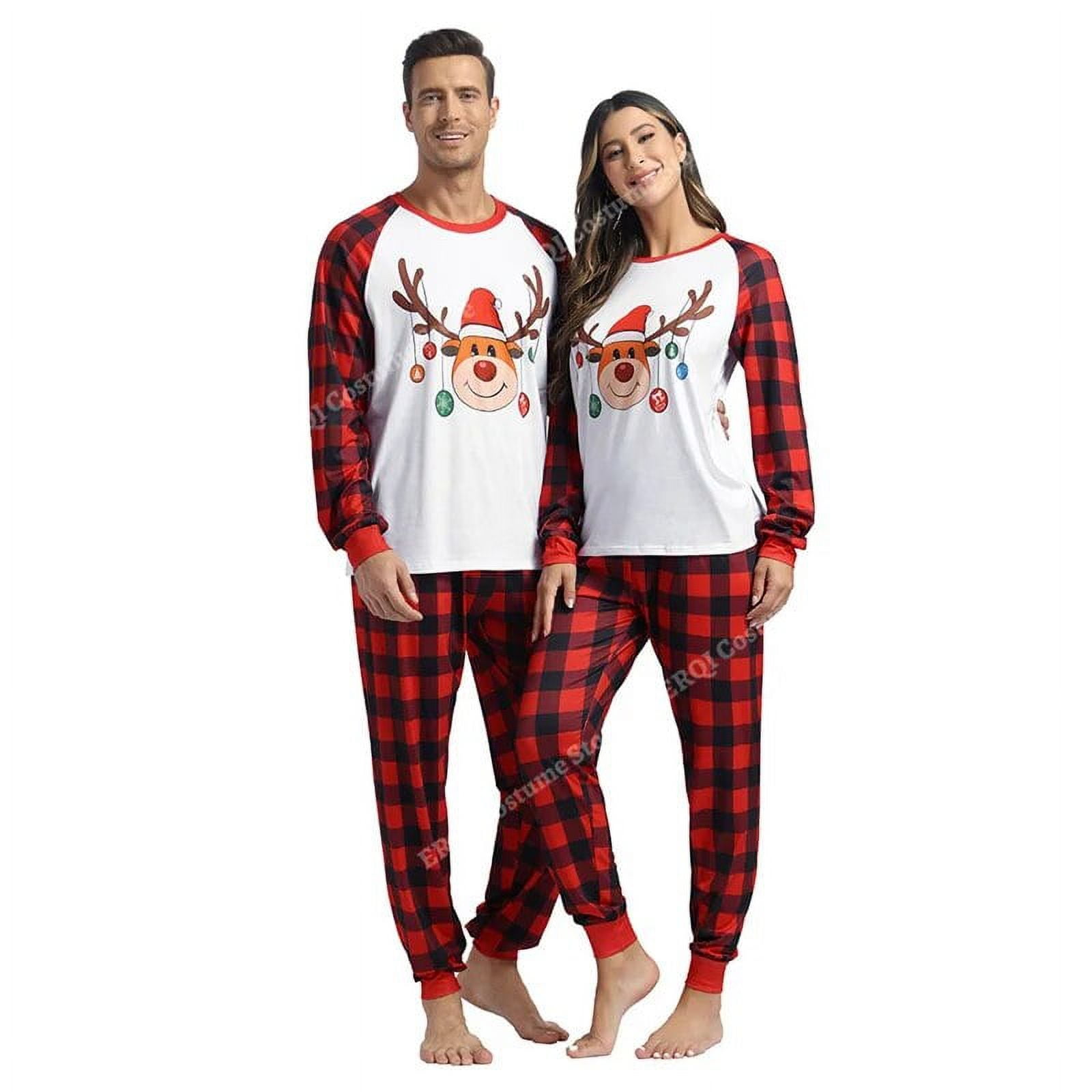 Pijamas navidenos Conjuntos de ropa de dormir familiar Pijamas a cuadros navidenos Pijamas para parejas Disfraces navidenos para hombres y mujeres Rojo Verde XS XXXL Walmart en linea