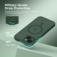thumbnail image 5 of Magnetic for iPhone 14 Case, [Compatible with MagSafe] [Full Camera Protection] [14FT Drop Protection] Shockproof Protective Slim Translucent Matte Phone Case for iPhone 14, Deep Green, 5 of 15