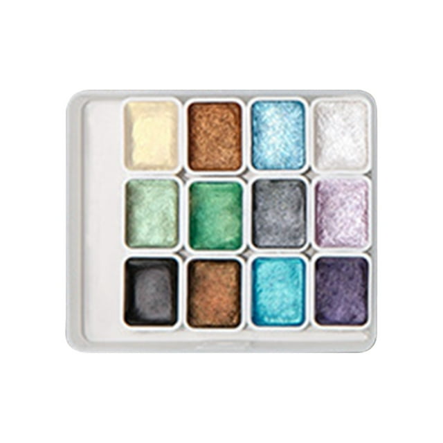 D 12 Color Solid Watercolor Paint Set, Portable For Artists & Students, Vibrant Pigments, Ideal For Sketching & Diy Projects, Easy To Use