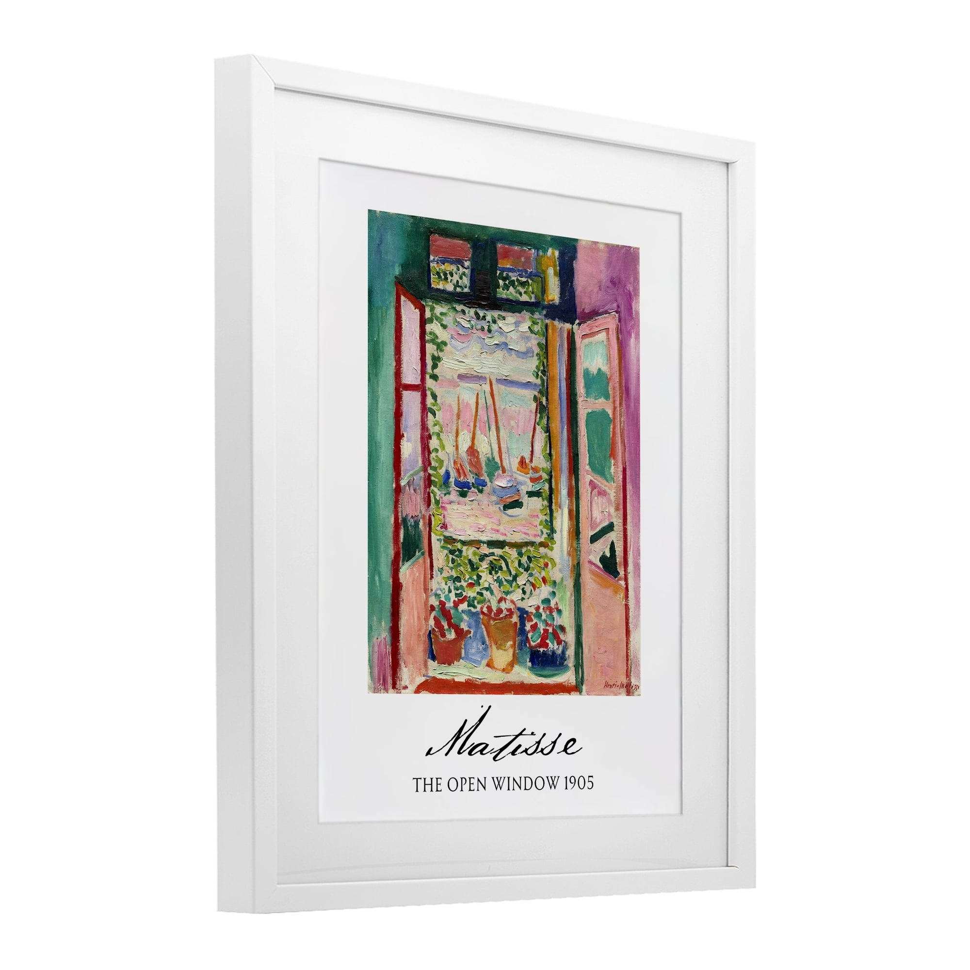 The Open Window Matisse White Framed Print Under Glass, design by Vintage Hustle