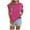 Hot Pink, variant on XFLWAM Womens Summer Knit Crochet Tops Crew Neck Short Sleeve Ruffle Sweaters Business Lightweight Casual Blouses